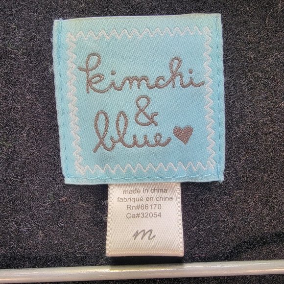 Kimchi Blue Black Wool Ruffled Button High Neck Classic Warm Pea Coat Jacket - Picture 13 of 15